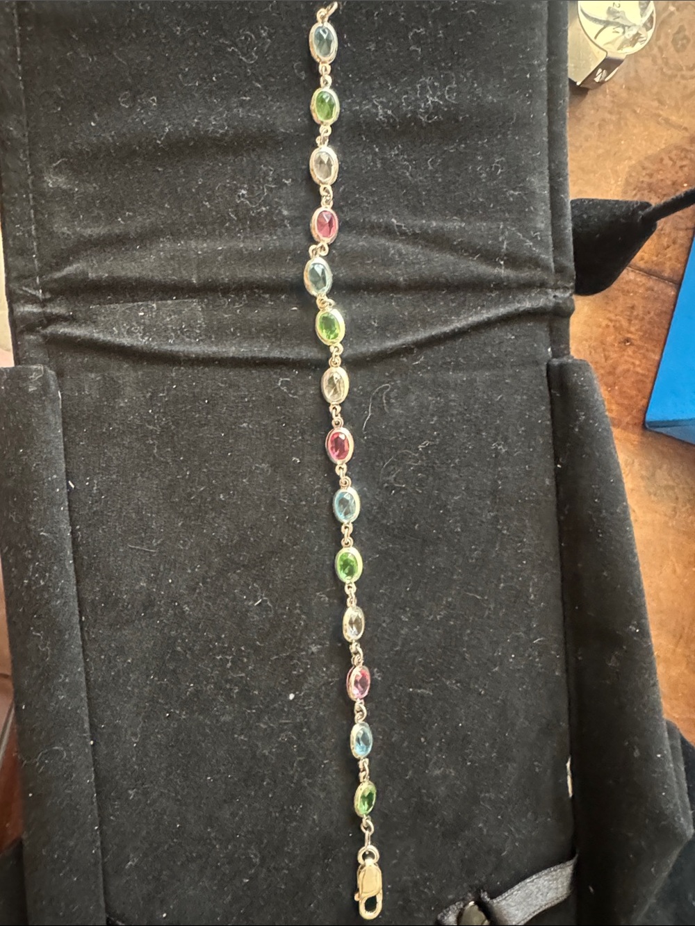 Vintage Milor sterling silver Multicolor Gemstone Link Bracelet - size 9.25